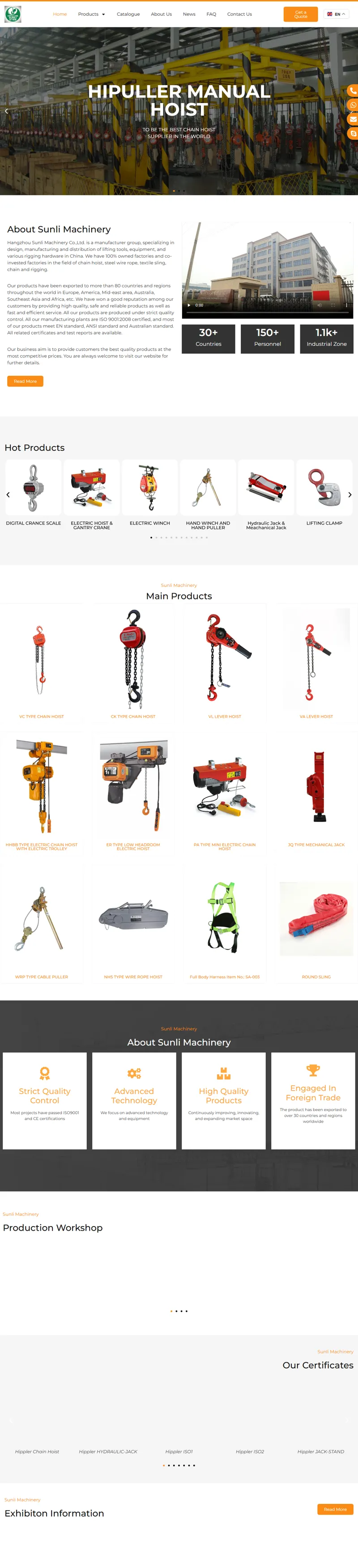 Sunli Machinery 网页长截图