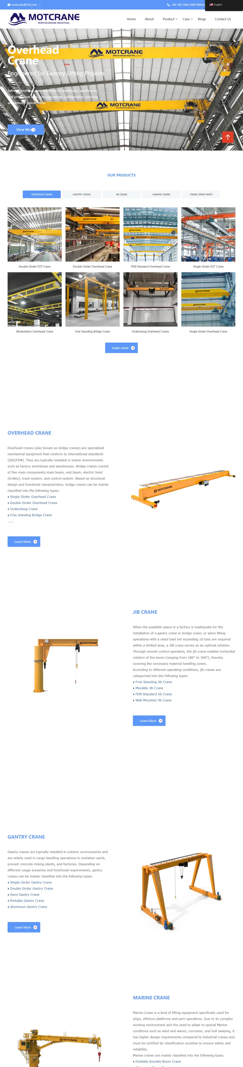 MOTCRANE: 8 Years of Crane R&D and Export Experience 网页长截图