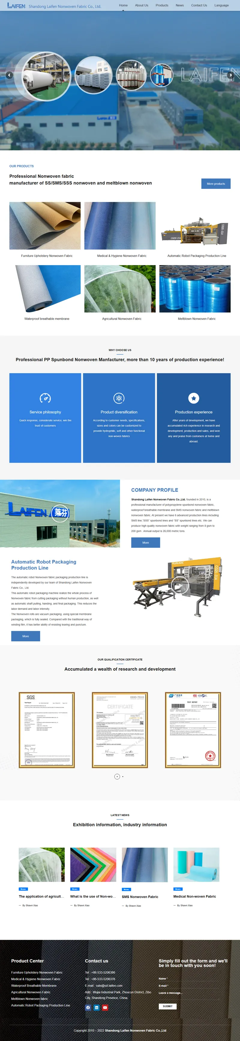PP Spunbond Nonwoven Fabric manufacturer, China Nonwoven Fabric Supplier | Laifen Nonwoven 网页长截图