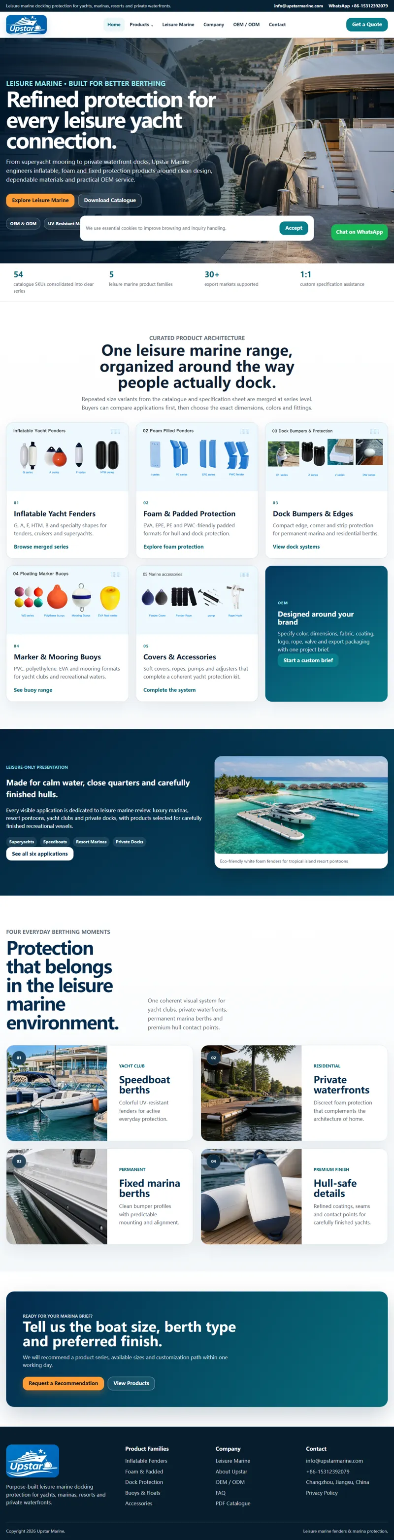 Leisure Marine Fenders & Marina Protection | Upstar Marine 网页长截图